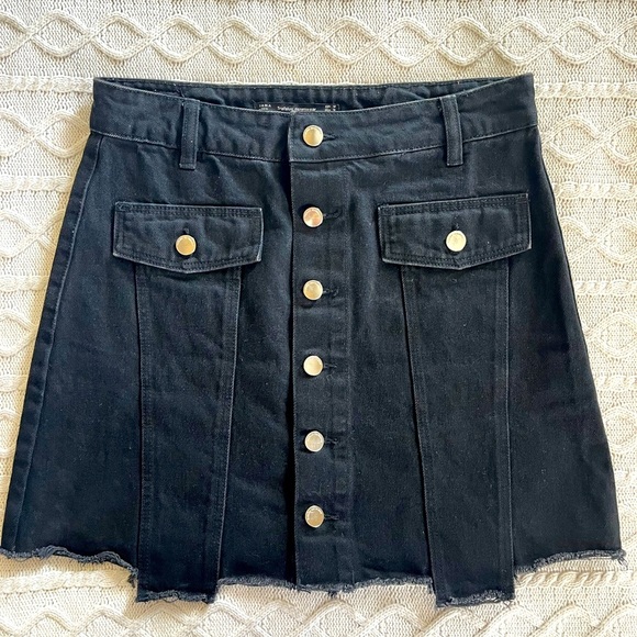 Zara Dresses & Skirts - Trafulac denim wear by Zara, Black, Distressed Mini Skirt Women’s Medium